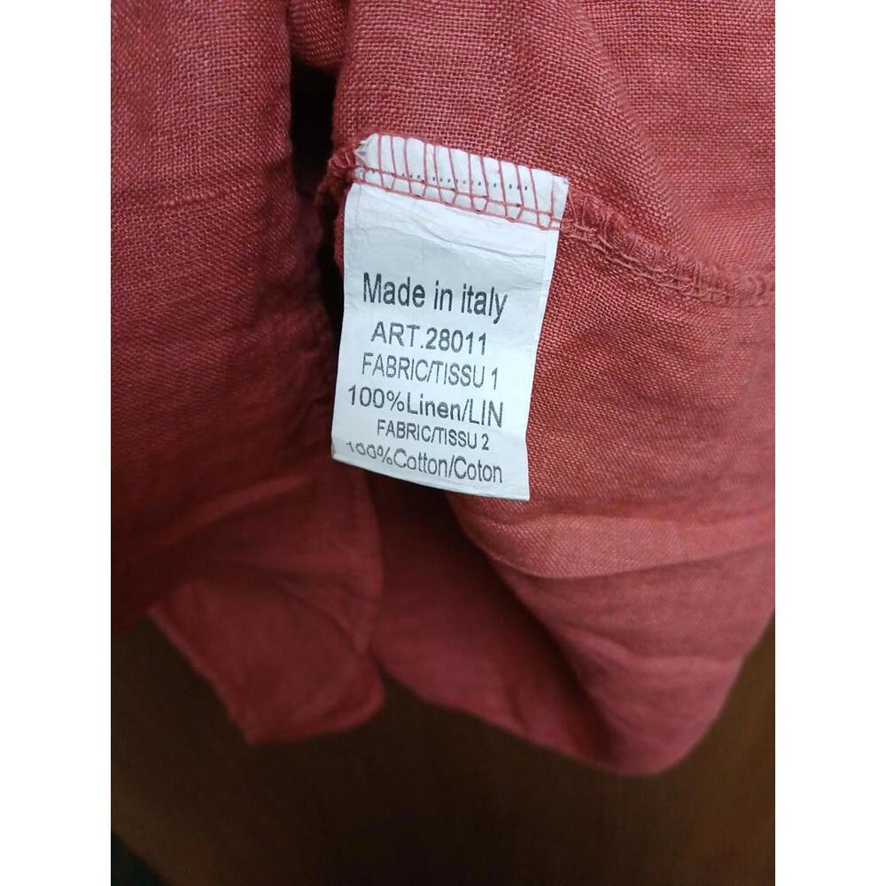 Lungo L'arno XL Sleeveless Mini Dress 100% Linen Red Lagenlook Aplique Shift